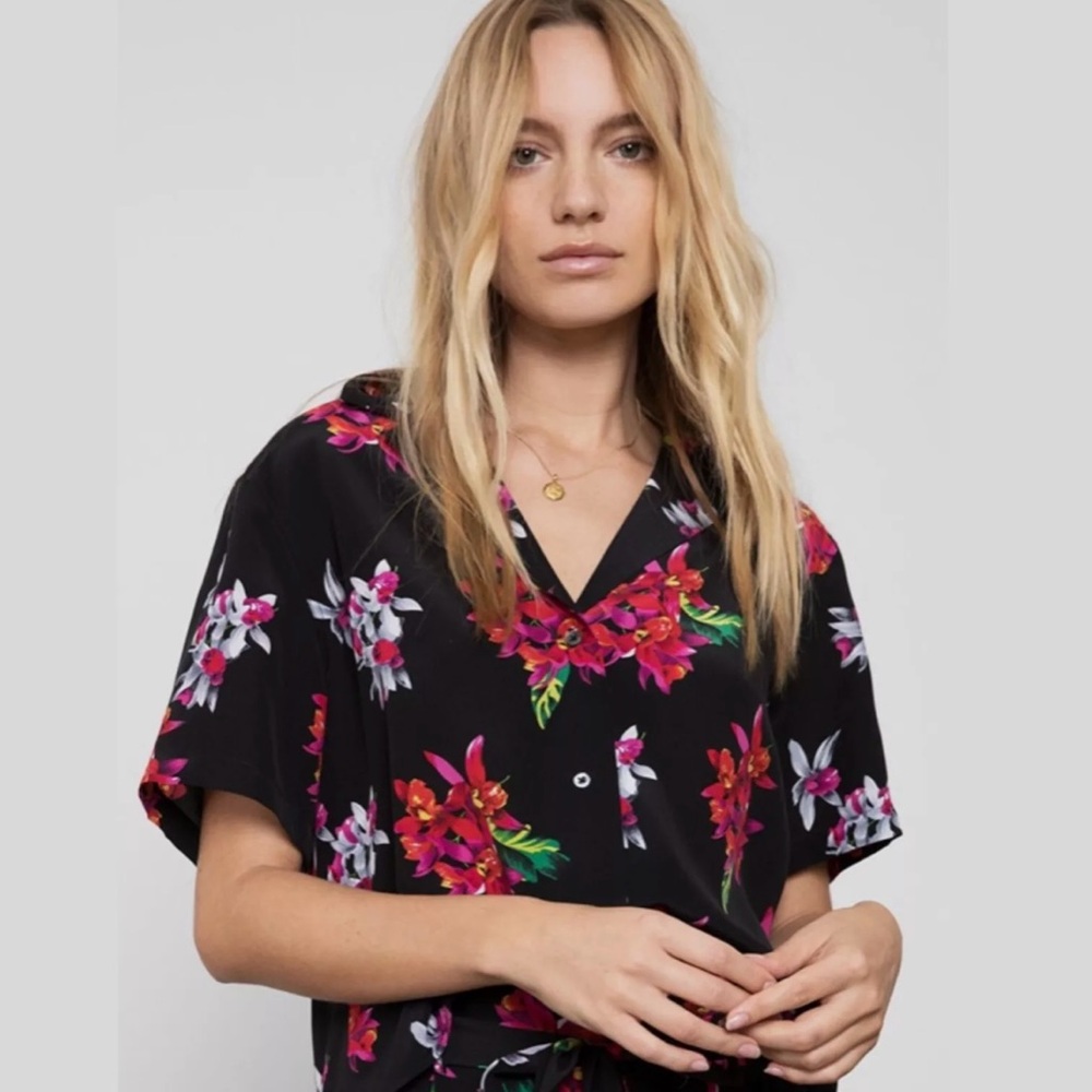 Silk cropped button up Rails